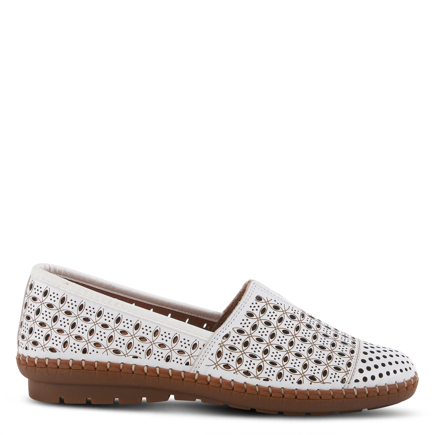 Spring Step Oralis Leather Loafers for Women - Comfortable Slip-On Shoes with Rubber Outsole - Ladies Casual Loafers with Low Heel - White EU 38 / US 7.5-8