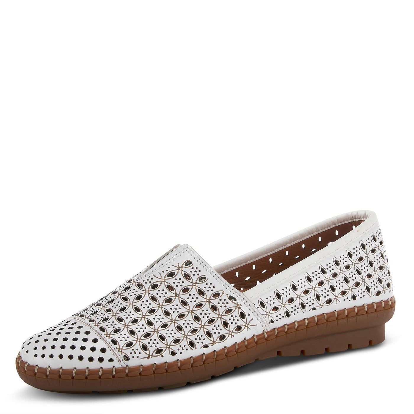 Spring Step Oralis Leather Loafers for Women - Comfortable Slip-On Shoes with Rubber Outsole - Ladies Casual Loafers with Low Heel - White EU 36 / US 5.5-6