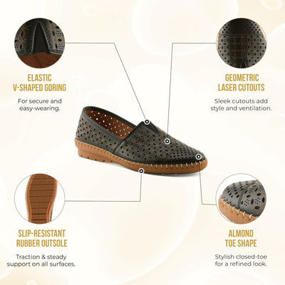 Spring Step Oralis Leather Loafers for Women - Comfortable Slip-On Shoes with Rubber Outsole - Ladies Casual Loafers with Low Heel - Brown EU 39 / US 8.5