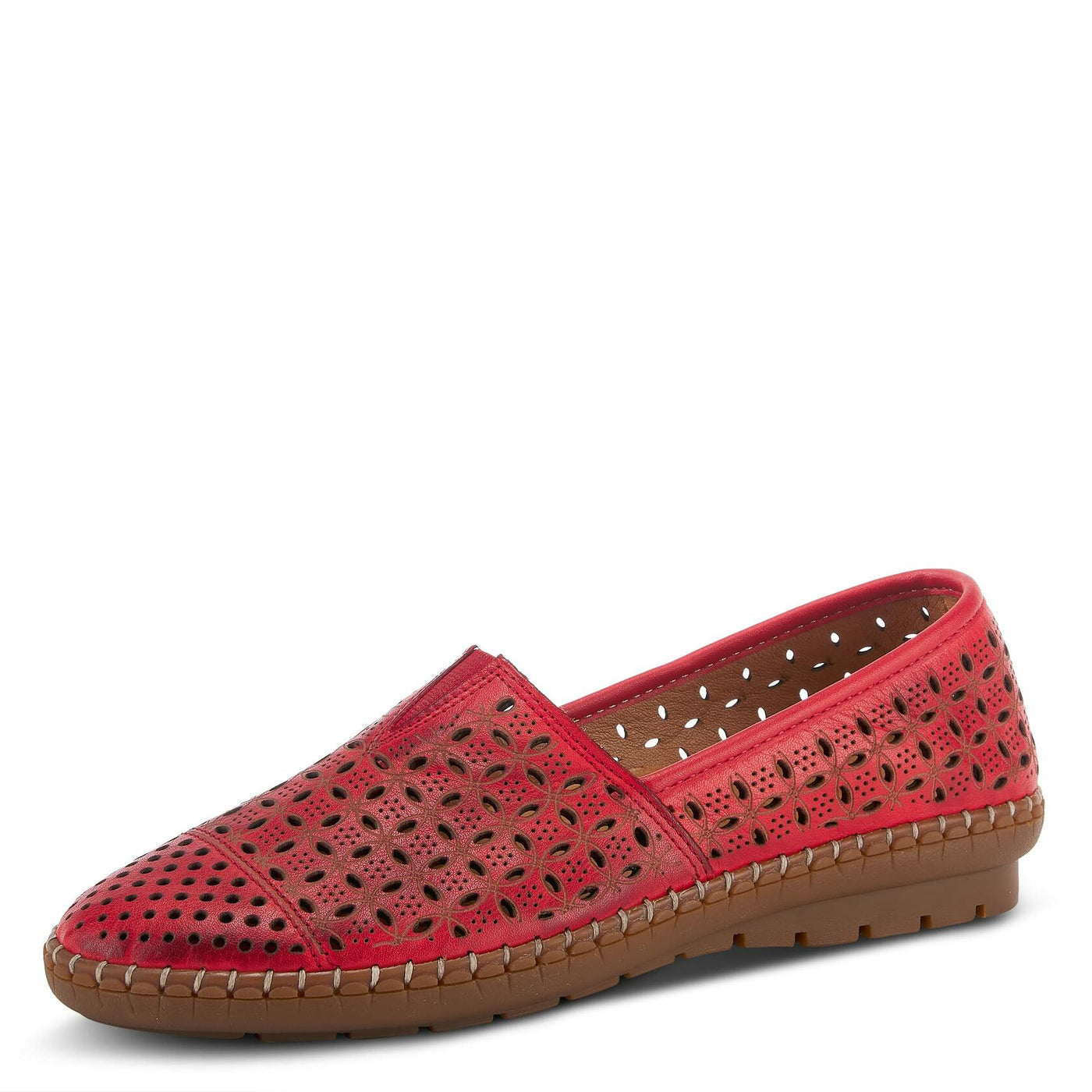 Spring Step Oralis Leather Loafers for Women - Comfortable Slip-On Shoes with Rubber Outsole - Ladies Casual Loafers with Low Heel - Red EU 36 / US 5.5-6