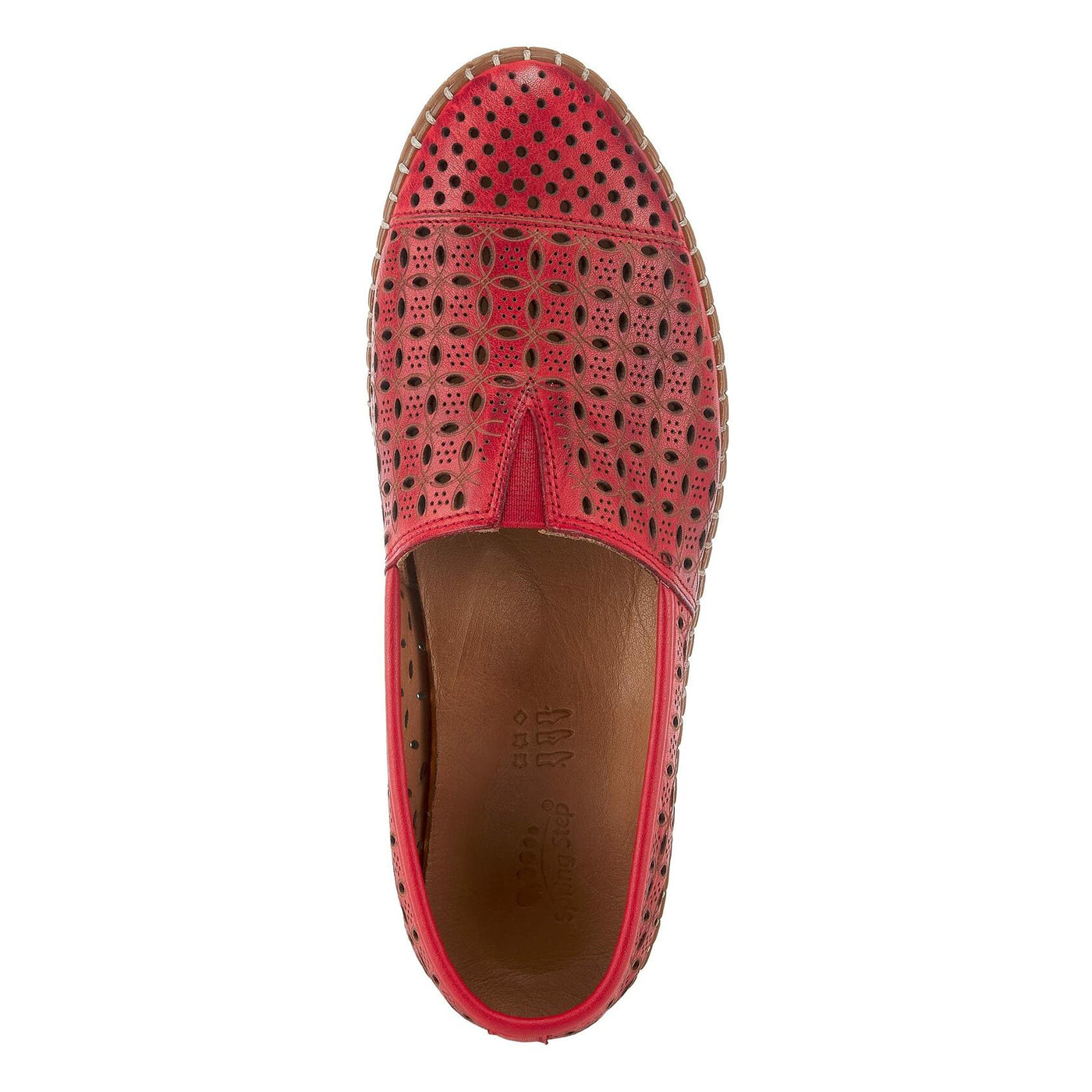 Spring Step Oralis Leather Loafers for Women - Comfortable Slip-On Shoes with Rubber Outsole - Ladies Casual Loafers with Low Heel - Red EU 36 / US 5.5-6