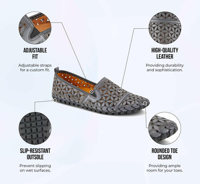 Spring Step Flowerflow Shoes for Women - Leather Womens Loafer with Floral Laser Cutout - Comfortale Slip-On Shoes for Womens Light Brown