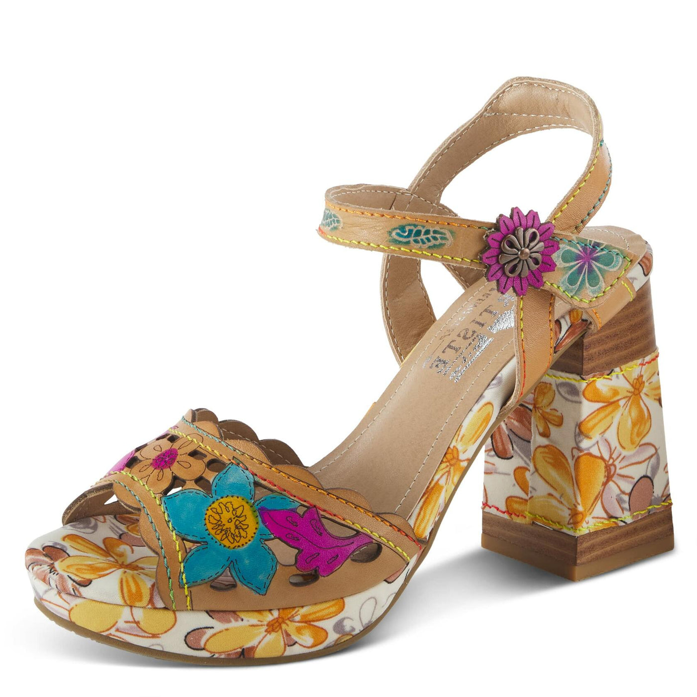 Spring Step L'Artiste Women's Avantgarde Back Strap High Heel Sandal Tan Multi EU 41 / US 9.5-10