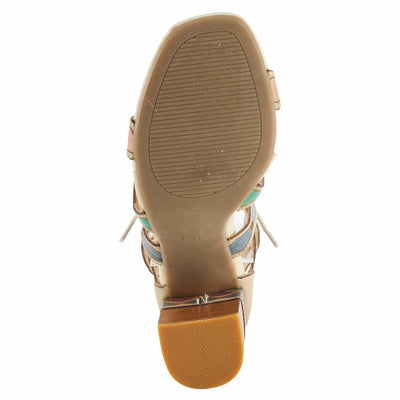 Spring Step L'Artiste Women's Artdeco High Heel Sandal Beige Multi EU 37 / US 6.5-7