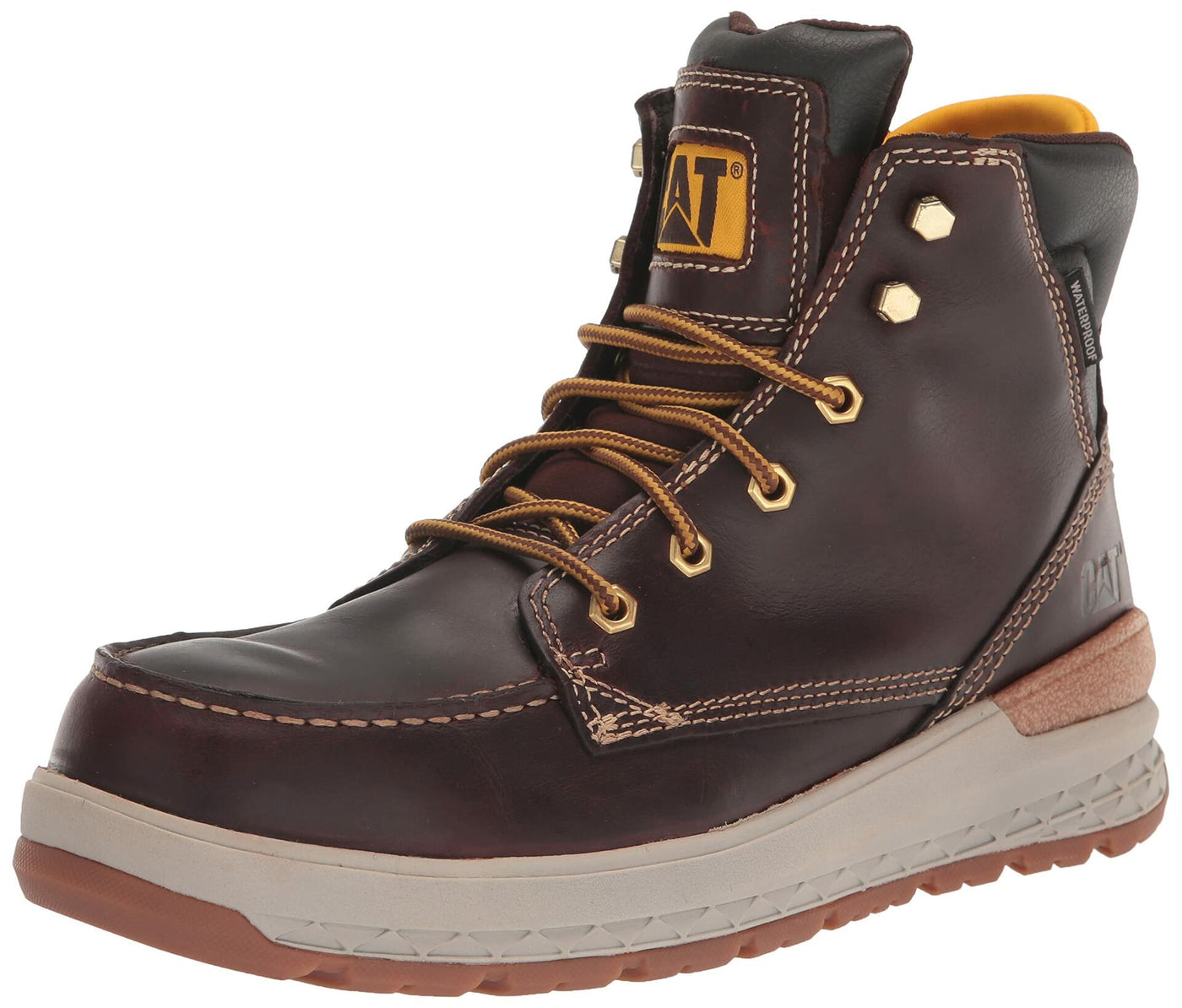 CAT Footwear Impact Waterproof Composite Toe Construction Boot, Mens Friar Brown, 12