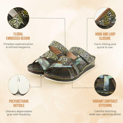 Spring Step L'Artiste Women's Caiman Slide Sandal Black Multi EU 39 / US 8.5