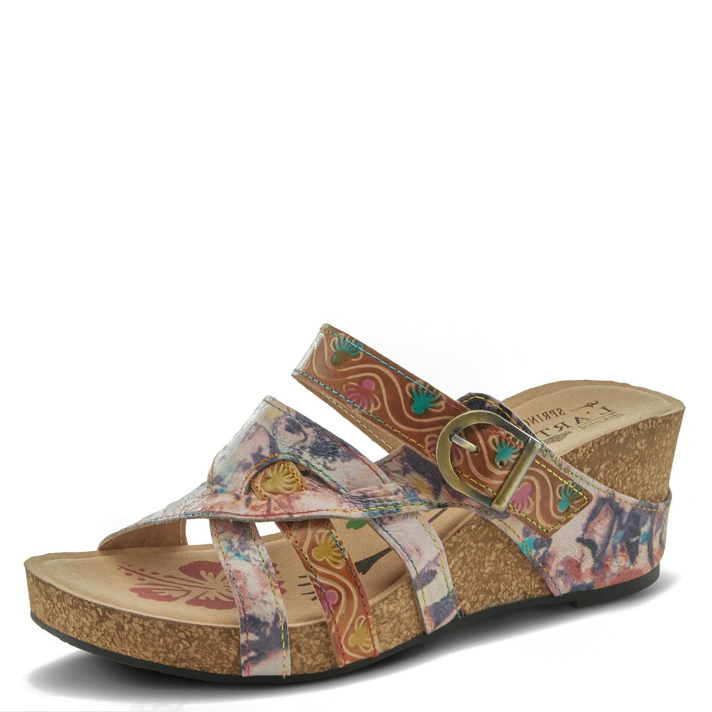 Spring Step L'Artiste Women's Baocire Wedge Sandal Camel Multi EU 37 / US 6.5-7