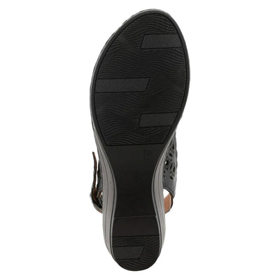 Spring Step Women's Belizana Wedge Sandal, Black Leather, 10.5-11
