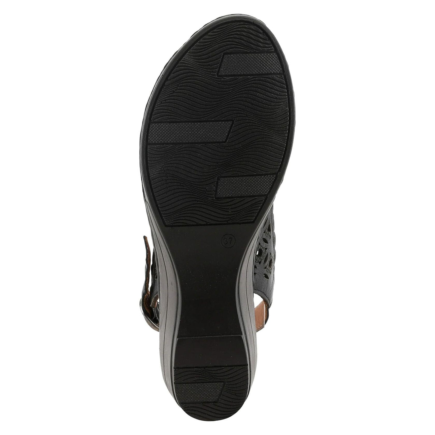 Spring Step Women's Belizana Wedge Sandal, Black Leather, 6.5-7