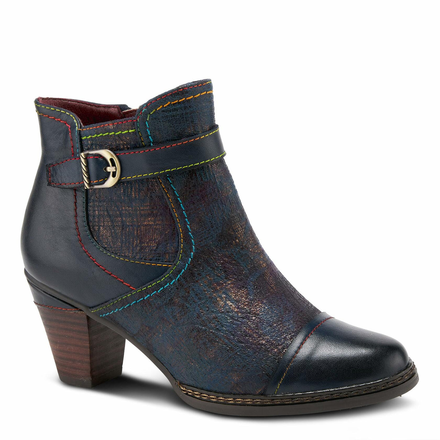 Spring Step L'Artiste Women's Captivate Leather Bootie Navy Multi EU 42 / US 10.5-11