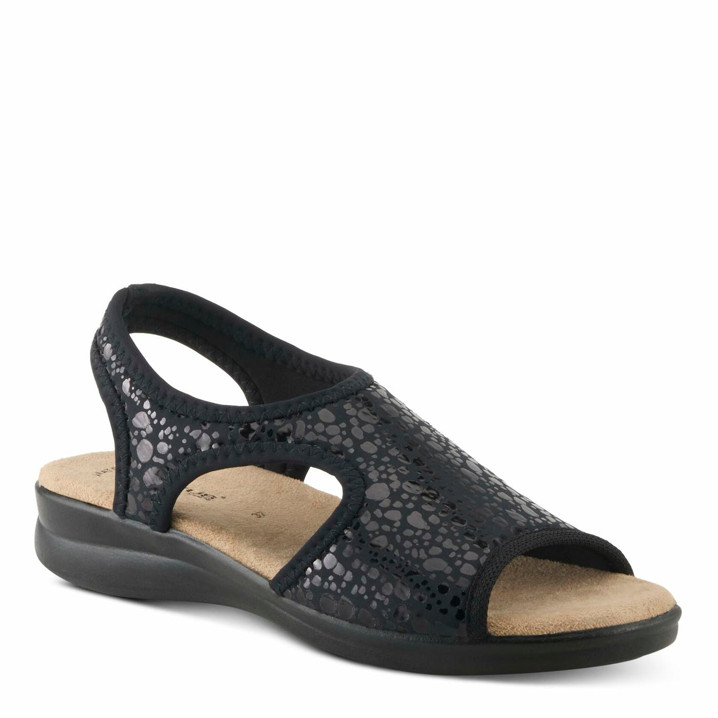 Flexus Nyaman Pindott Slingback Sandals for Women | Lightweight, Adjustable and Iridescent Women's Footwear for All Day Comfort, Made in Italy BLACK EU 40 / US 9
