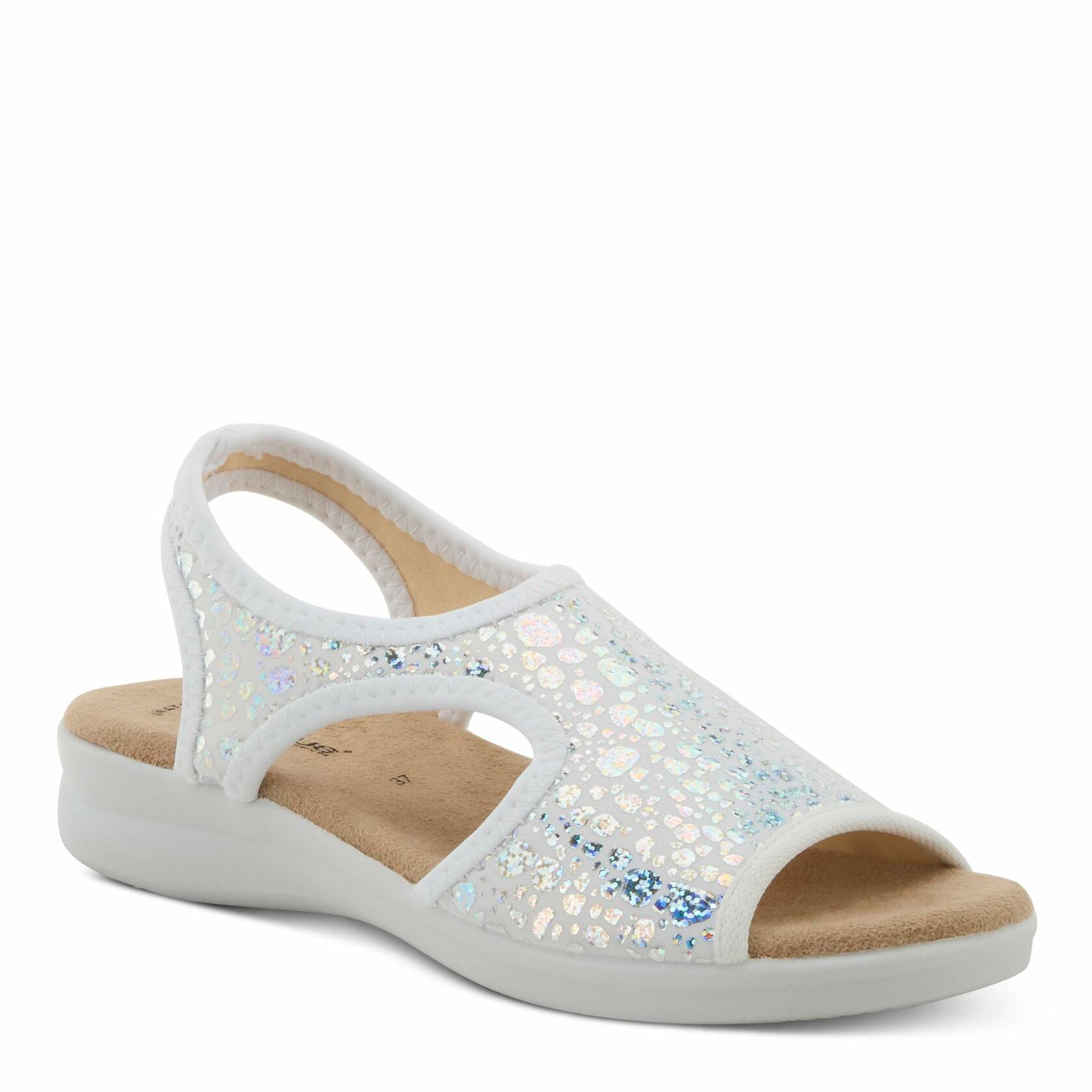 Flexus Nyaman Pindott Slingback Sandals for Women | Lightweight, Adjustable and Iridescent Women's Footwear for All Day Comfort, Made in Italy SILVER EU 37 / US 6.5-7