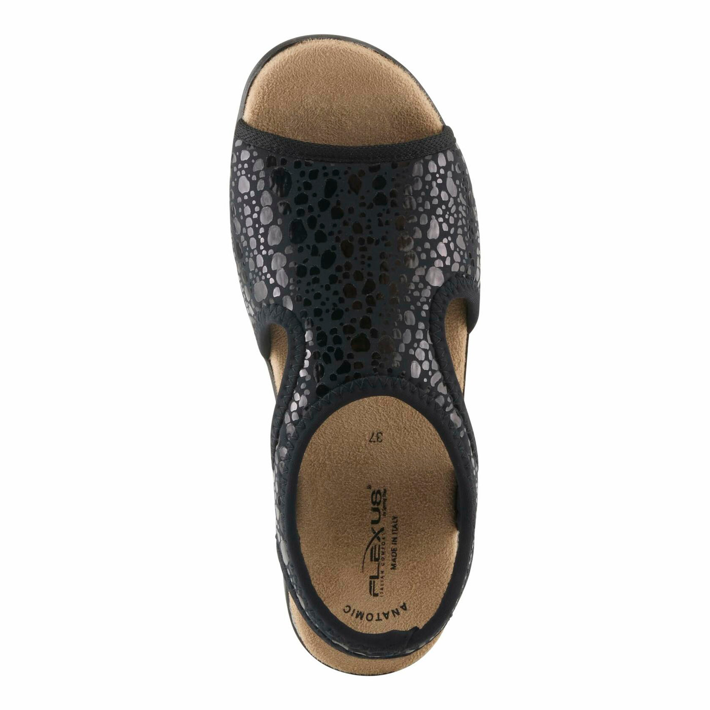 Flexus Nyaman Pindott Slingback Sandals for Women | Lightweight, Adjustable and Iridescent Women's Footwear for All Day Comfort, Made in Italy BLACK EU 39 / US 8.5