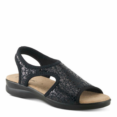 Flexus Nyaman Pindott Slingback Sandals for Women | Lightweight, Adjustable and Iridescent Women's Footwear for All Day Comfort, Made in Italy BLACK EU 37 / US 6.5-7