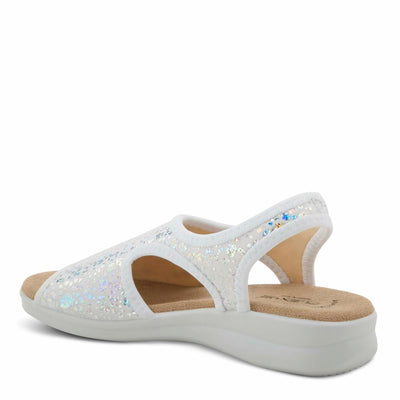 Flexus Nyaman Pindott Slingback Sandals for Women | Lightweight, Adjustable and Iridescent Women's Footwear for All Day Comfort, Made in Italy SILVER EU 38 / US 7.5-8