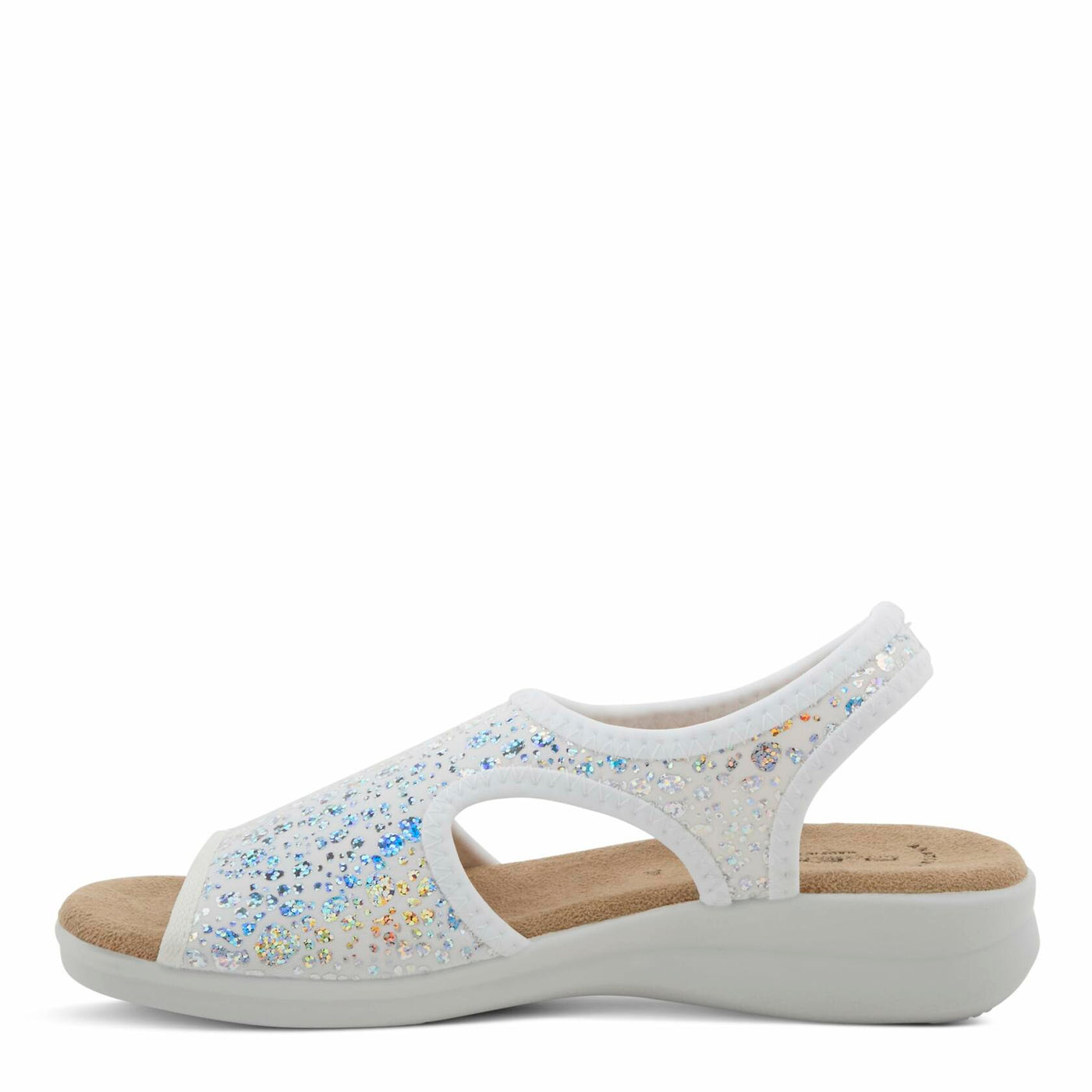 Flexus Nyaman Pindott Slingback Sandals for Women | Lightweight, Adjustable and Iridescent Women's Footwear for All Day Comfort, Made in Italy SILVER EU 37 / US 6.5-7