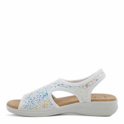 Flexus Nyaman Pindott Slingback Sandals for Women | Lightweight, Adjustable and Iridescent Women's Footwear for All Day Comfort, Made in Italy SILVER EU 37 / US 6.5-7