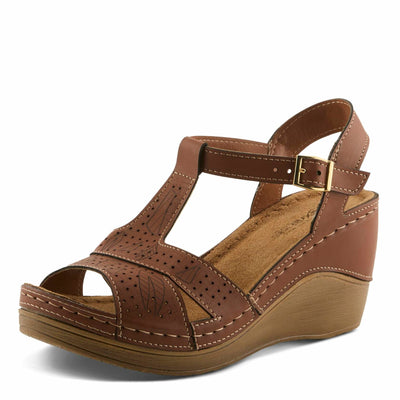Flexus Natala Slingback Women's Sandal | Sandals for Women with Perforated Upper, Leather Insole and Comfort Wedge Heel,Camel EU 39 / US 8.5