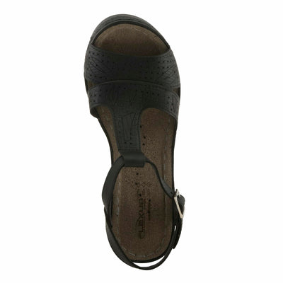 Flexus Natala Slingback Women's Sandal | Sandals for Women with Perforated Upper, Leather Insole and Comfort Wedge Heel,Black EU 39 / US 8.5
