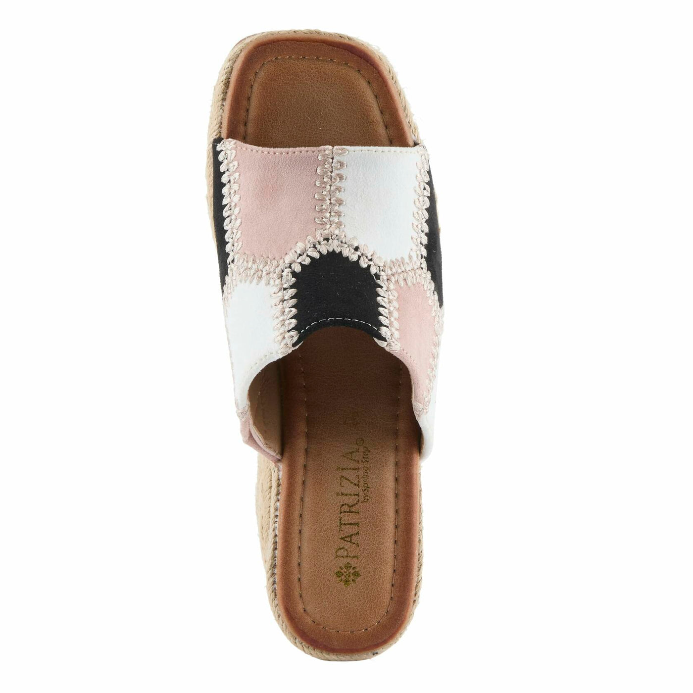 PATRIZIA Women's EVOLET Slide Sandals - Square Toe, Color Block Design, Jute Braided Platform, 4" Heel BLUSH MULTI EU 37 / US 6.5-7