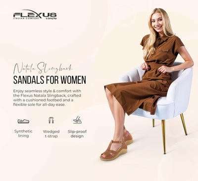 Flexus Natala Slingback Women's Sandal | Sandals for Women with Perforated Upper, Leather Insole and Comfort Wedge Heel,Black EU 37 / US 6.5-7