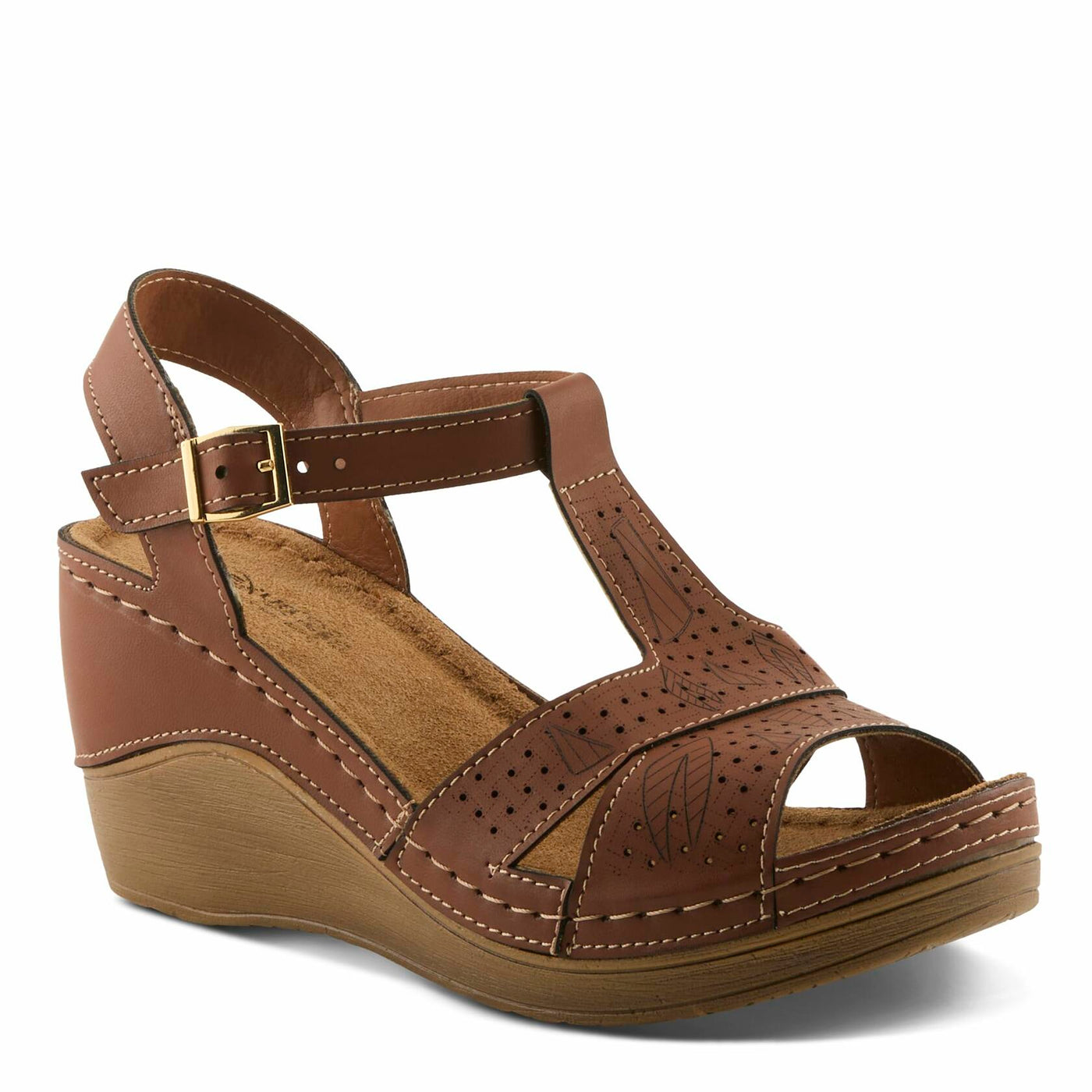 Flexus Natala Slingback Women's Sandal | Sandals for Women with Perforated Upper, Leather Insole and Comfort Wedge Heel,Camel EU 39 / US 8.5