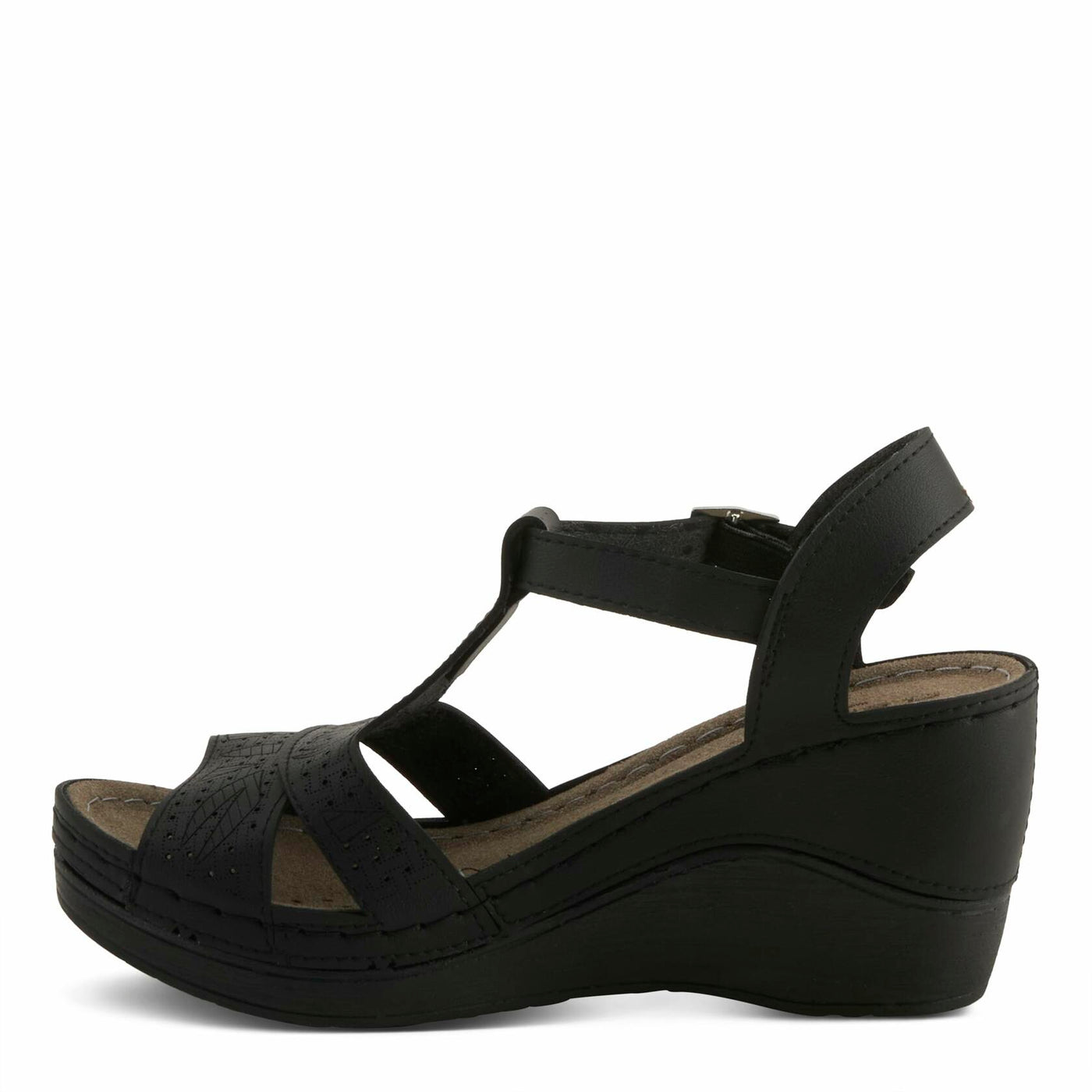Flexus Natala Slingback Women's Sandal | Sandals for Women with Perforated Upper, Leather Insole and Comfort Wedge Heel,Black EU 37 / US 6.5-7