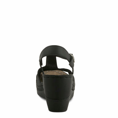 Flexus Natala Slingback Women's Sandal | Sandals for Women with Perforated Upper, Leather Insole and Comfort Wedge Heel,Black EU 37 / US 6.5-7