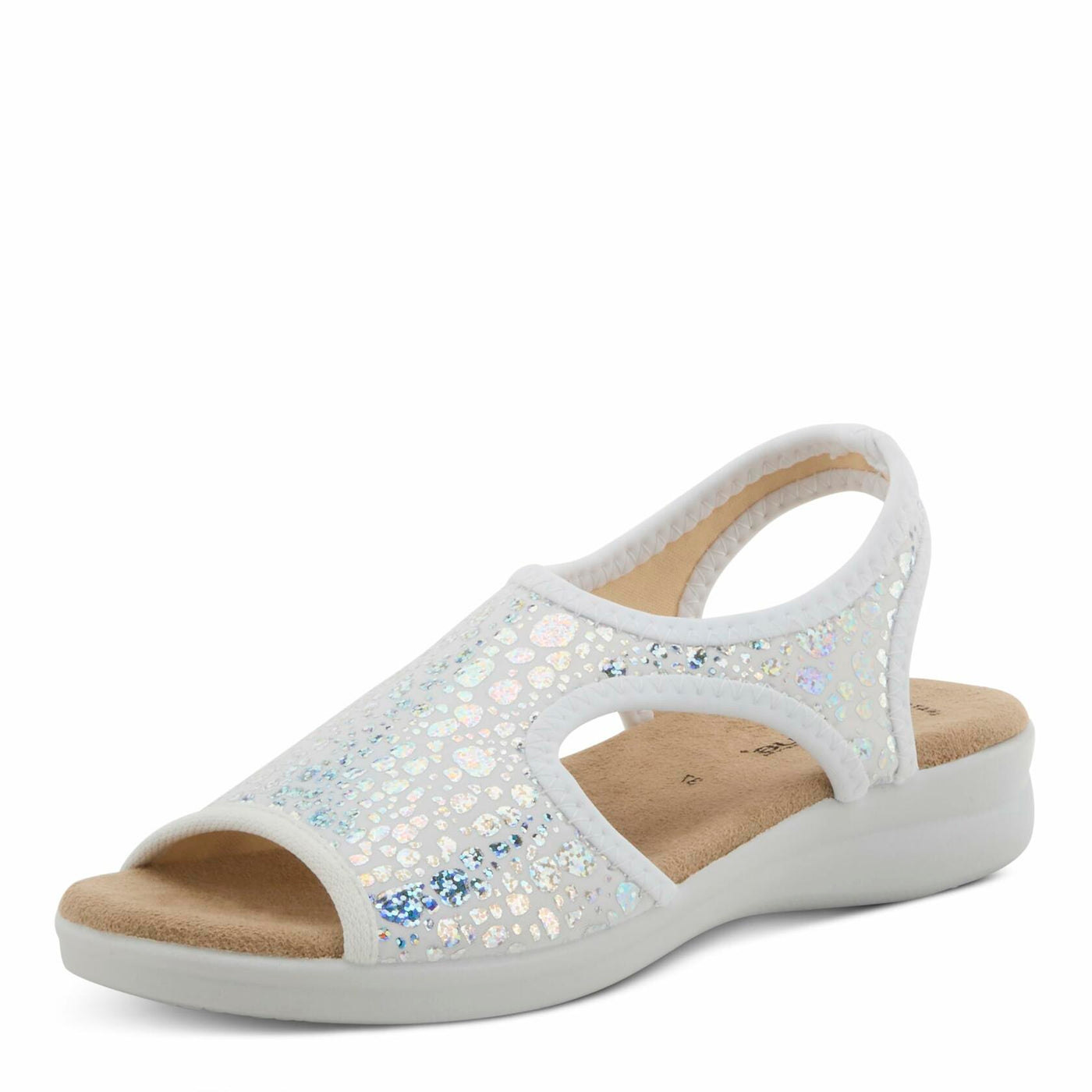 Flexus Nyaman Pindott Slingback Sandals for Women | Lightweight, Adjustable and Iridescent Women's Footwear for All Day Comfort, Made in Italy SILVER EU 40 / US 9
