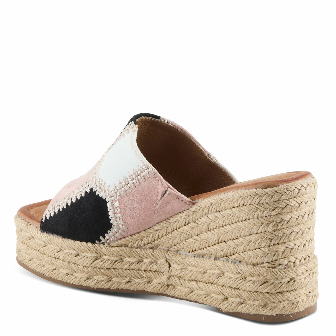 PATRIZIA Women's EVOLET Slide Sandals - Square Toe, Color Block Design, Jute Braided Platform, 4" Heel BLUSH MULTI EU 40 / US 9