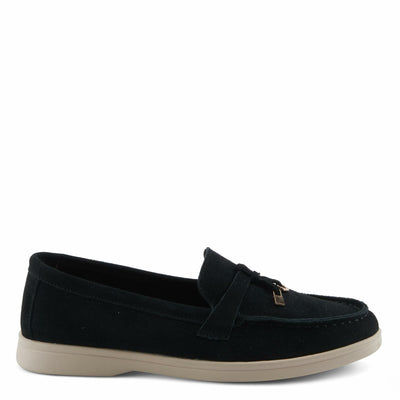 PATRIZIA Women's ISMENE Slip-On Suede Loafers - Almond Toe, Decorative Tassel, Luxurious Comfort Black EU 39 / US 8.5