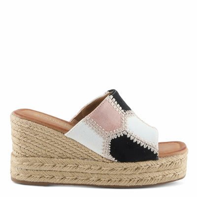 PATRIZIA Women's EVOLET Slide Sandals - Square Toe, Color Block Design, Jute Braided Platform, 4" Heel BLUSH MULTI EU 40 / US 9