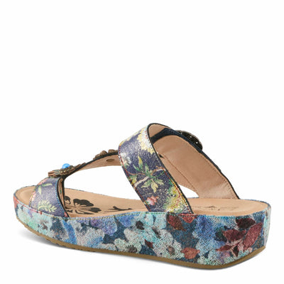 L'Artiste by Spring Step Women's Blissbloom Sandal, Navy Multi, 8.5