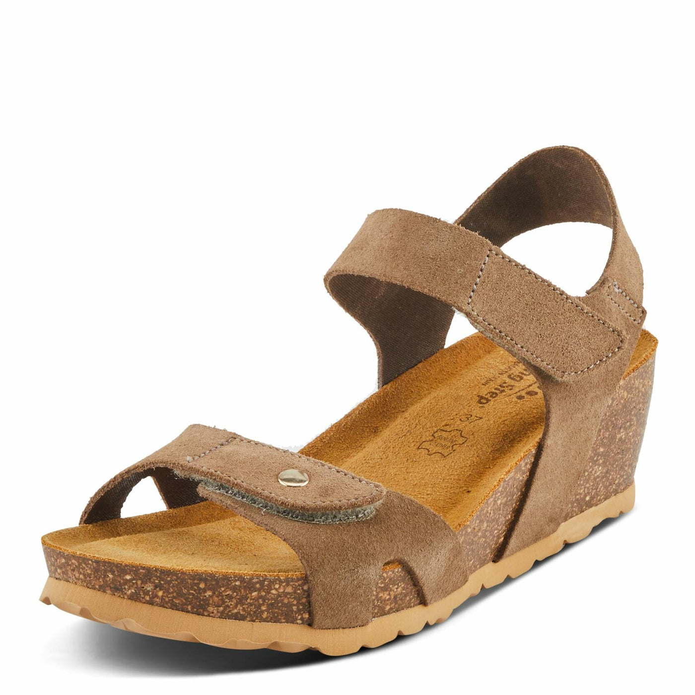 Spring Step BABYBELL Women's Wedge Sandals - Dual Hook and Loop Adjustability, Footbed Molds for Maximum Support Tan Suede EU 37 / US 6.5-7
