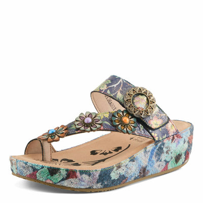 L'Artiste by Spring Step Women's Blissbloom Sandal, Navy Multi, 8.5
