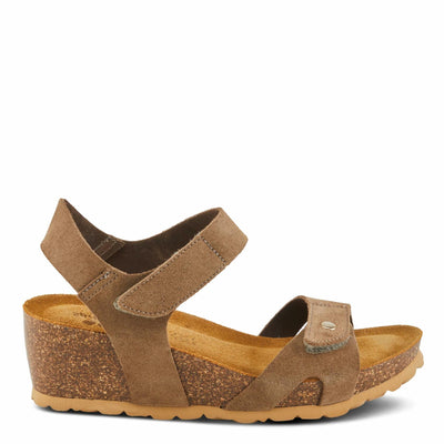 Spring Step BABYBELL Women's Wedge Sandals - Dual Hook and Loop Adjustability, Footbed Molds for Maximum Support Tan Suede EU 37 / US 6.5-7