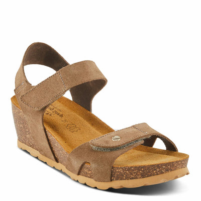 Spring Step BABYBELL Women's Wedge Sandals - Dual Hook and Loop Adjustability, Footbed Molds for Maximum Support Tan Suede EU 37 / US 6.5-7