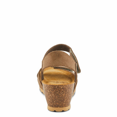Spring Step BABYBELL Women's Wedge Sandals - Dual Hook and Loop Adjustability, Footbed Molds for Maximum Support Tan Suede EU 37 / US 6.5-7