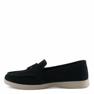 PATRIZIA Women's ISMENE Slip-On Suede Loafers - Almond Toe, Decorative Tassel, Luxurious Comfort Black EU 40 / US 9