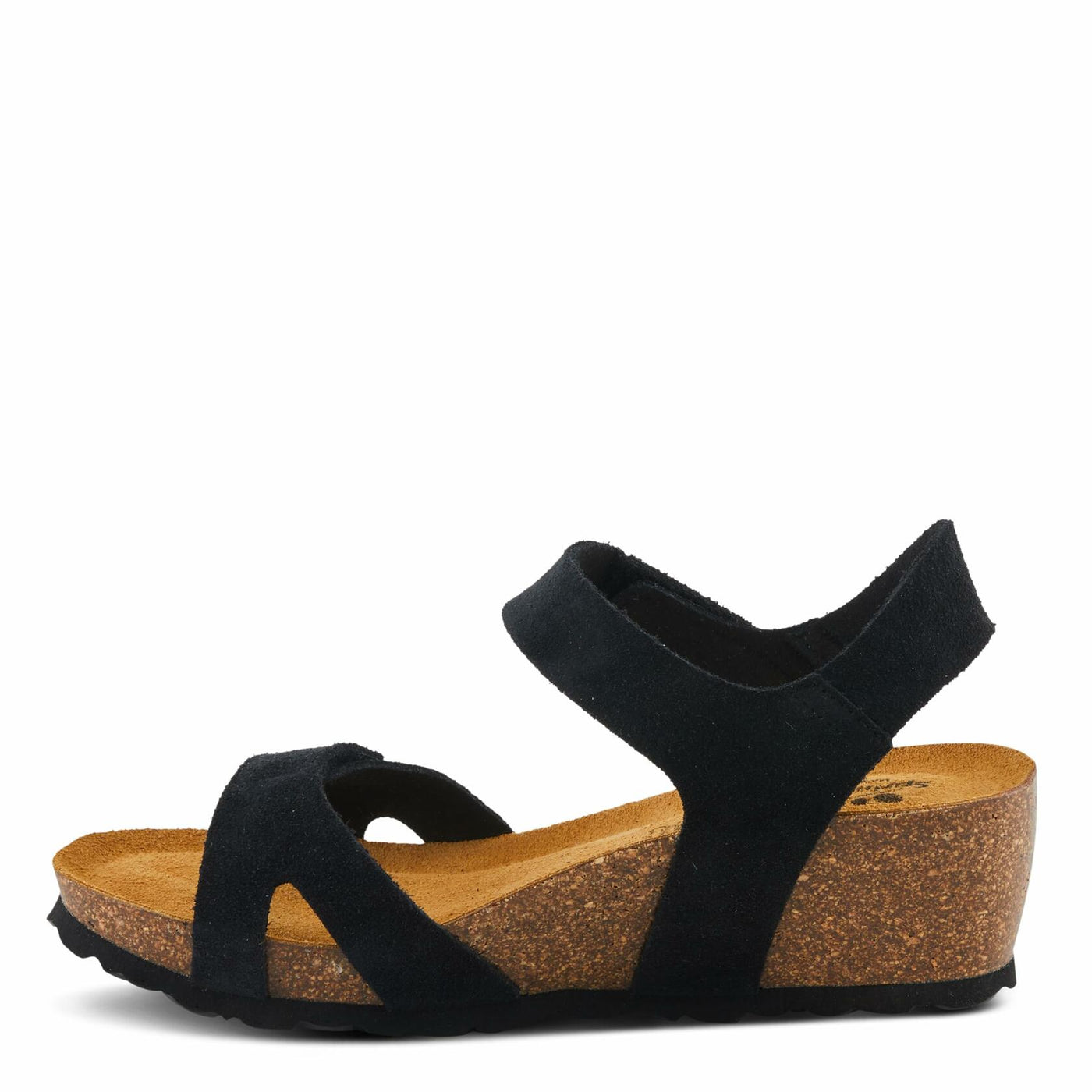 Spring Step BABYBELL Women's Wedge Sandals - Dual Hook and Loop Adjustability, Footbed Molds for Maximum Support Black Suede EU 39 / US 8.5