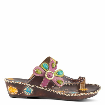 Spring Step L`Artiste Women's Santorini Slide Sandal Brown Nubuck EU 37 / US 6.5-7