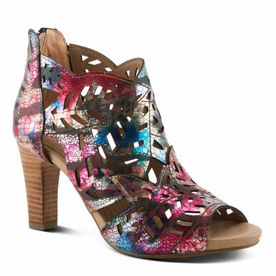 Spring Step L'Artiste Women's AMORA Closed Back Heeled Summer Bootie Fuchsia Multi Met EU 36 / US 5.5-6