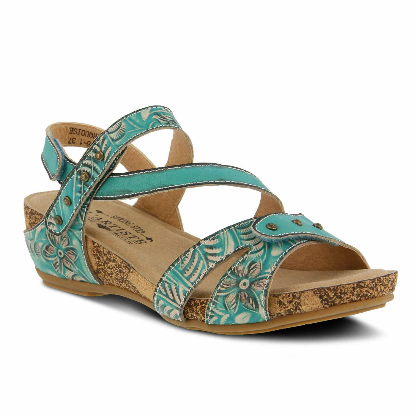 L`Artiste Womens Quilana Turquoise Leather Sandal - 38