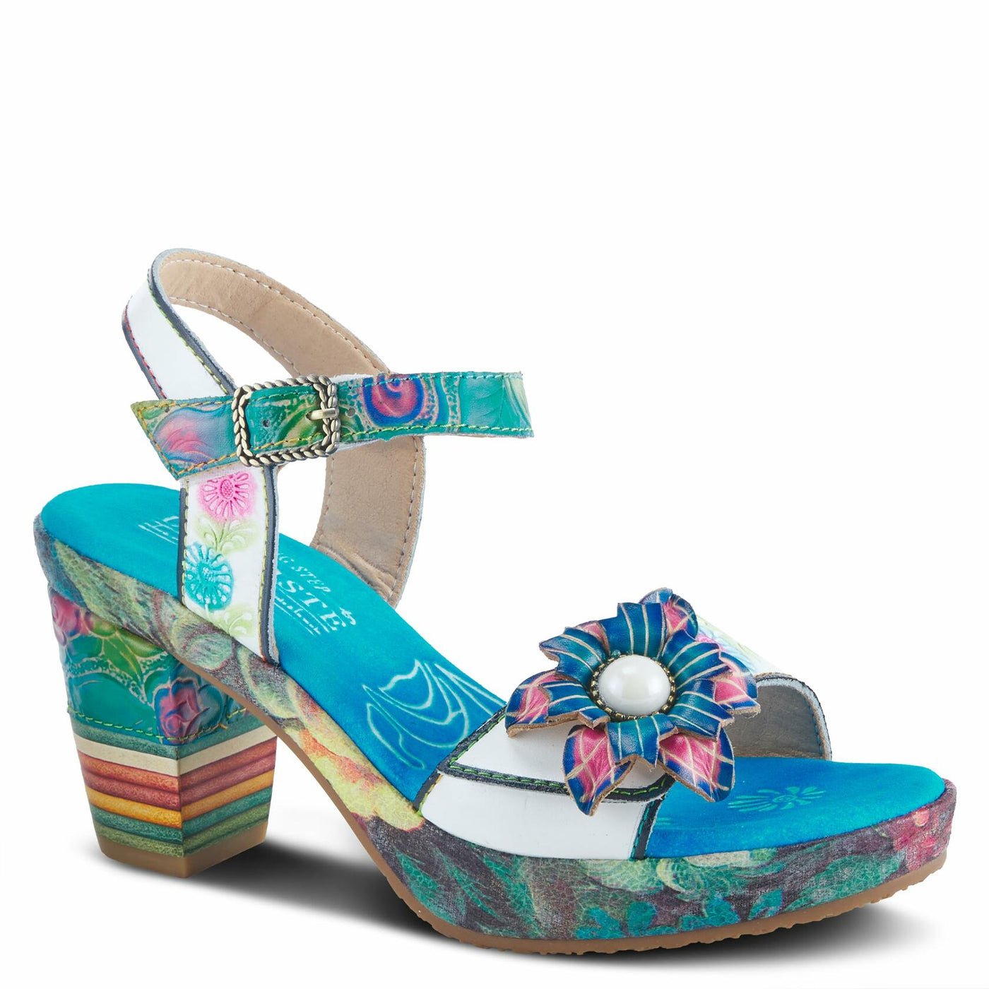 Spring Step L'Artiste Women's Leilanie Quarter Strap Sandal White Multi EU 35 / US 5