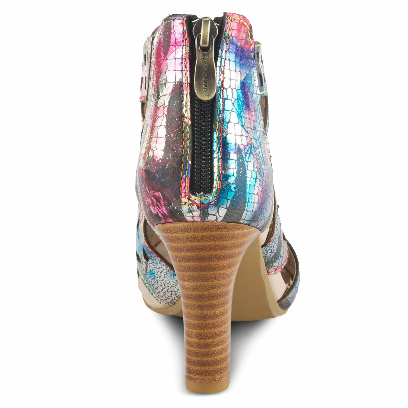 Spring Step L'Artiste Women's AMORA Closed Back Heeled Summer Bootie Fuchsia Multi Met EU 42 / US 10.5-11