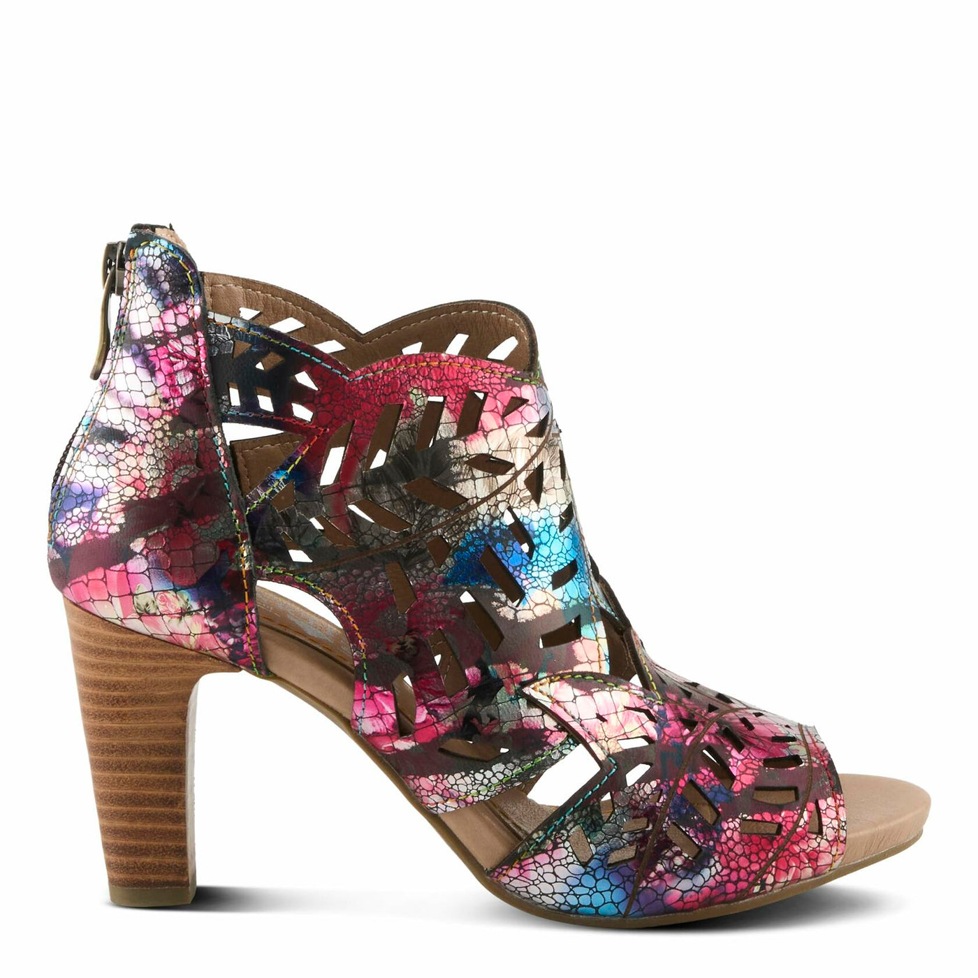 Spring Step L'Artiste Women's AMORA Closed Back Heeled Summer Bootie Fuchsia Multi Met EU 41 / US 9.5-10