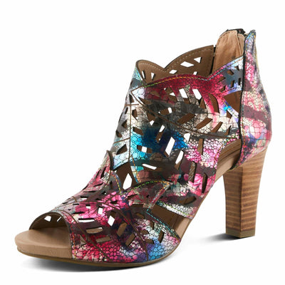 Spring Step L'Artiste Women's AMORA Closed Back Heeled Summer Bootie Fuchsia Multi Met EU 41 / US 9.5-10