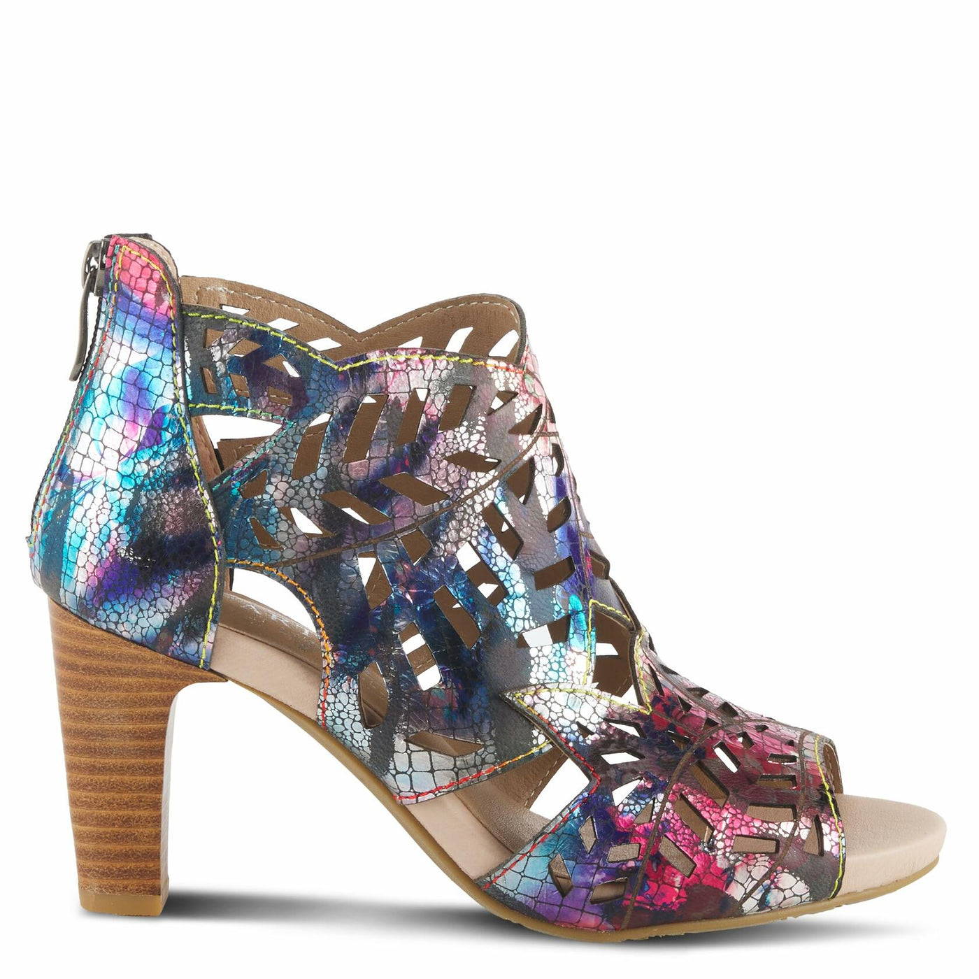 Spring Step L'Artiste Women's AMORA Closed Back Heeled Summer Bootie Fuchsia Multi Met EU 42 / US 10.5-11