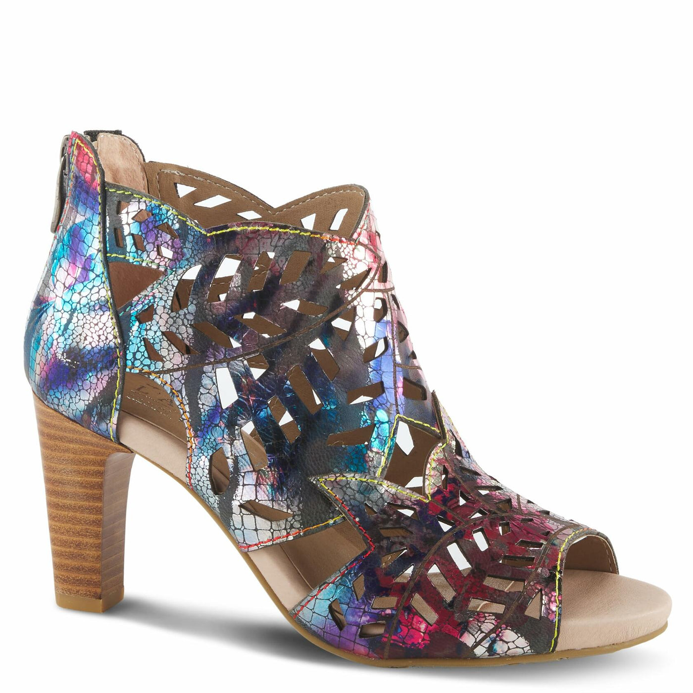 Spring Step L'Artiste Women's AMORA Closed Back Heeled Summer Bootie Fuchsia Multi Met EU 42 / US 10.5-11