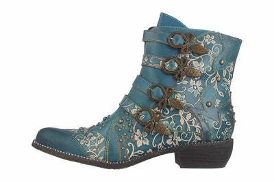 Spring Step L'Artiste Rodeha Booties for women - Women's Ankle Boots with Zipper Closure - Ladies Boots with Western Style Pointed Toe Silhouette - Teal EU 37 / US 6.5-7